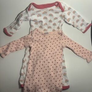 Toddler Two-Pack Long-Sleeve Pajama - Pink with hearts & White witb Rainbows